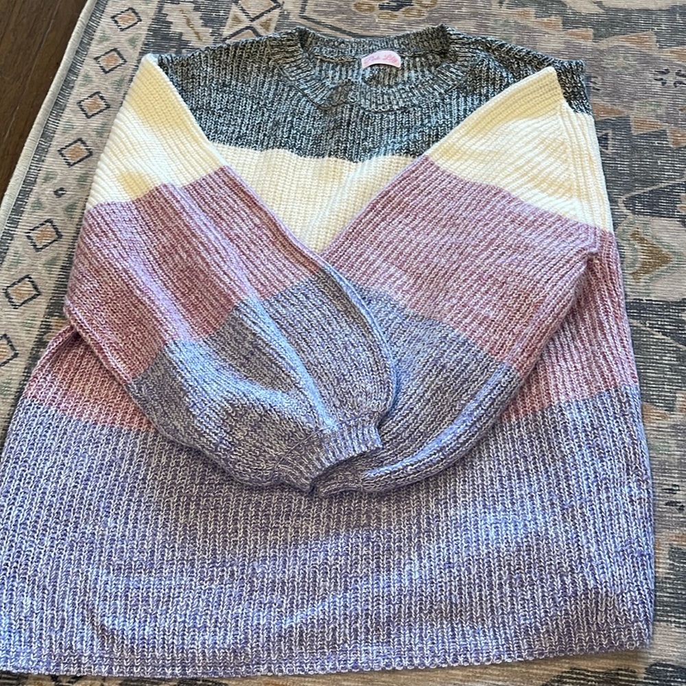Oversized color block sweater, pink lily